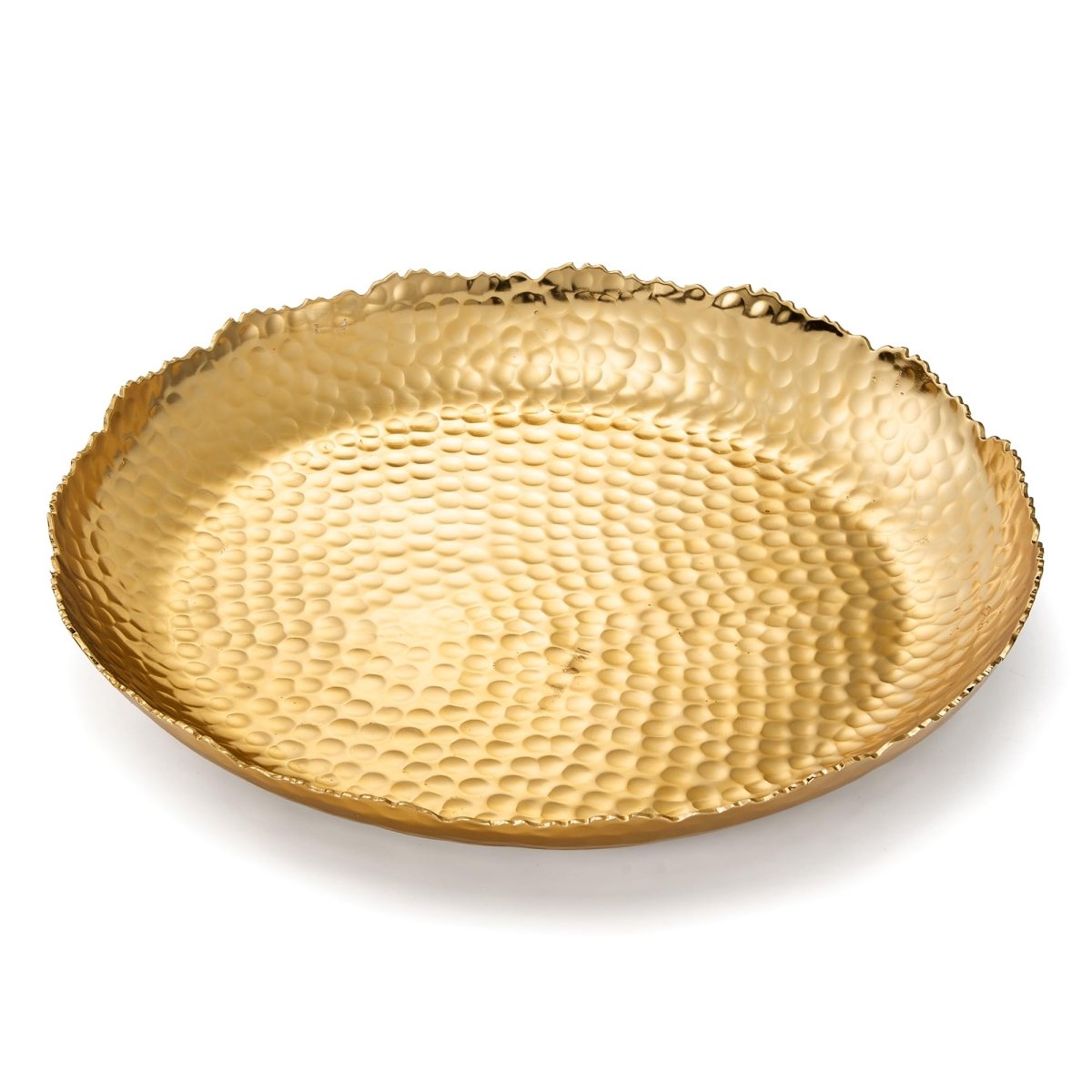 Gold Hammered Decorative Bowl Elegant Aluminum Centerpiece - HOUSE OF SHE