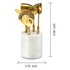 Gold Marble Cocktail Bar Tool Set, 5 Piece 9.06 x 3.75 Inch White Stone Holder Stainless Steel - HOUSE OF SHE