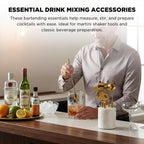 Gold Marble Cocktail Bar Tool Set, 5 Piece 9.06 x 3.75 Inch White Stone Holder Stainless Steel - HOUSE OF SHE
