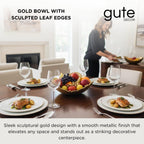 Gold Platter Bowl – Modern Aluminum Decorative Centerpiece with Textured Metallic Finish - HOUSE OF SHE