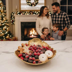 Gold Platter Bowl – Modern Aluminum Decorative Centerpiece with Textured Metallic Finish - HOUSE OF SHE