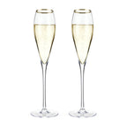 Gold-Rimmed Crystal Champagne Flutes Set of 2 - HOUSE OF SHE