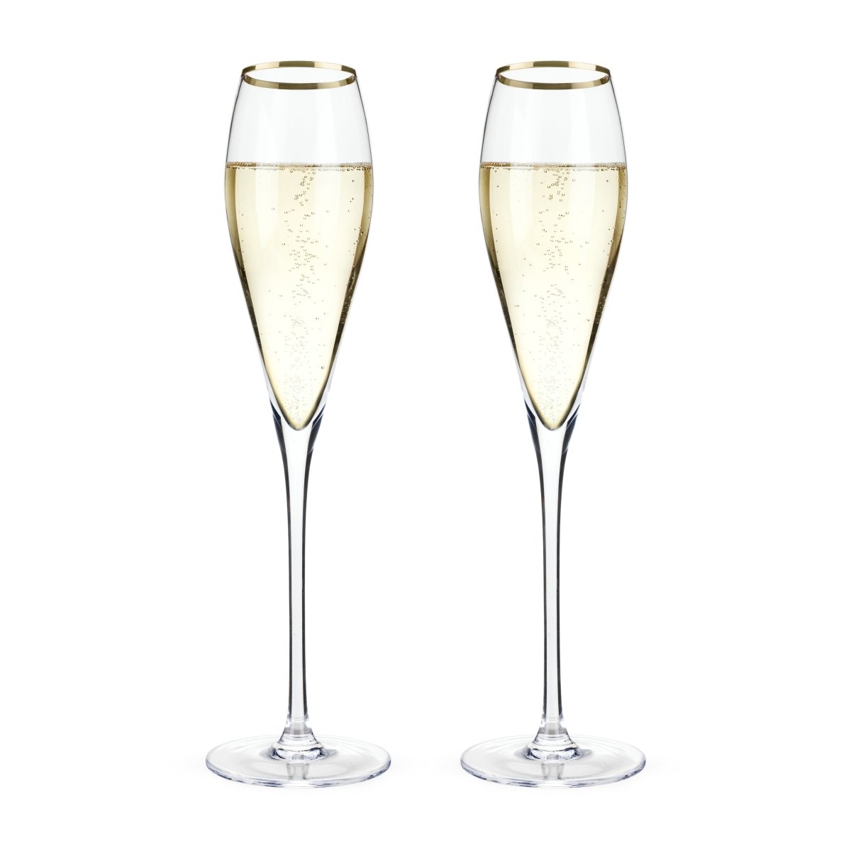 Gold-Rimmed Crystal Champagne Flutes Set of 2 - HOUSE OF SHE