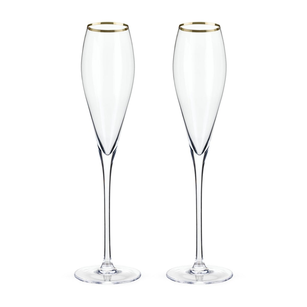 Gold-Rimmed Crystal Champagne Flutes Set of 2 - HOUSE OF SHE