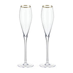 Gold-Rimmed Crystal Champagne Flutes Set of 2 - HOUSE OF SHE