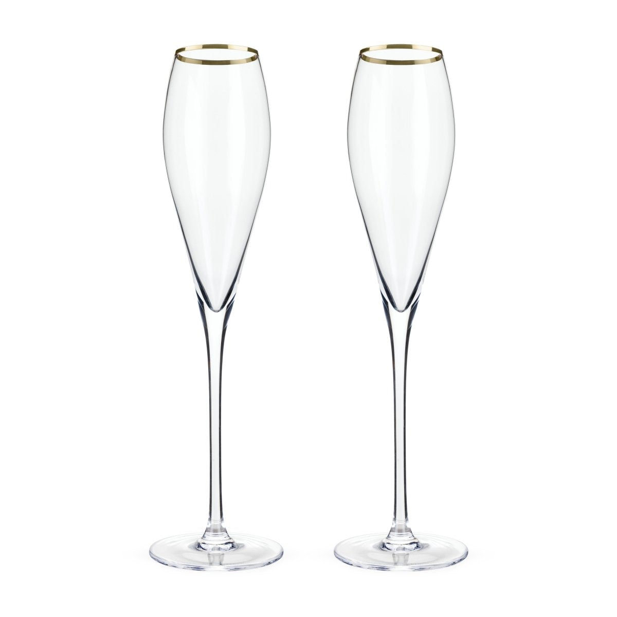 Gold-Rimmed Crystal Champagne Flutes Set of 2 - HOUSE OF SHE