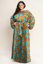 GOLDEN BLOOM LUXE WOVEN SATIN MAXI DRESS - HOUSE OF SHE