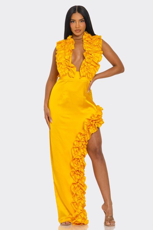 Golden Hour Ruffle Gown - HOUSE OF SHE