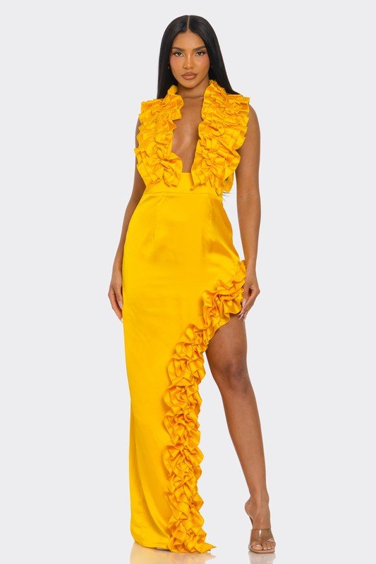 Golden Hour Ruffle Gown - HOUSE OF SHE