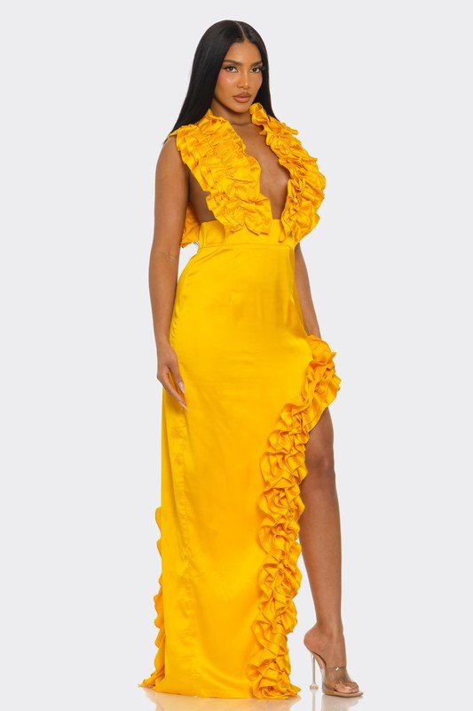 Golden Hour Ruffle Gown - HOUSE OF SHE