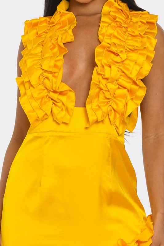 Golden Hour Ruffle Gown - HOUSE OF SHE