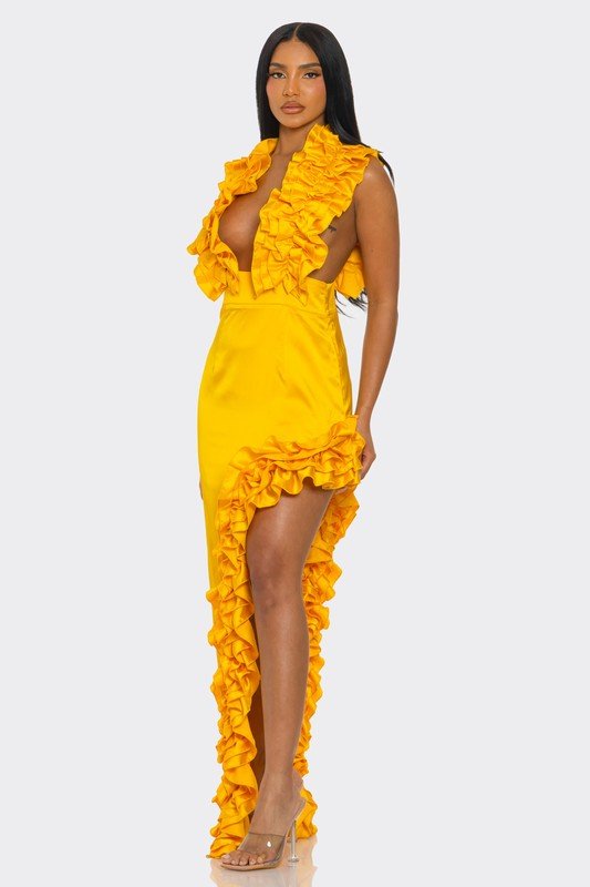 Golden Hour Ruffle Gown - HOUSE OF SHE