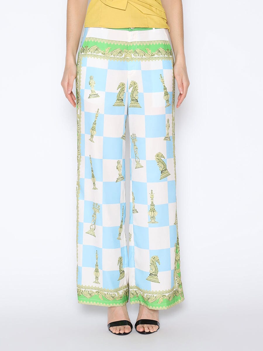Gracia Fashion Women's Checkmate Print Satin Pajama Pants - HOUSE OF SHE