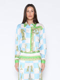 Gracia Fashion Women's Checkmate Satin Long Sleeve Button Down Shirt - HOUSE OF SHE