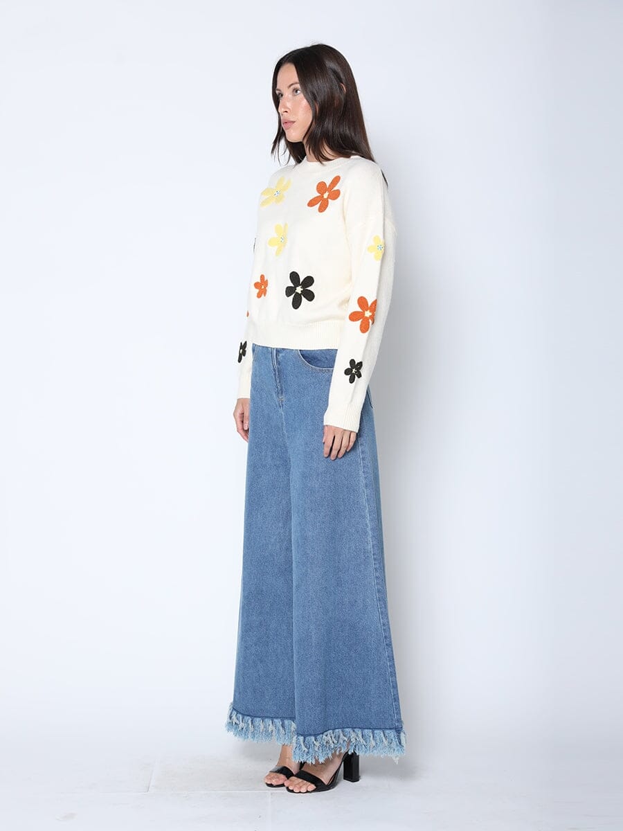 Gracia Fashion Women's Flower Embroidered Cardigan Sweater - HOUSE OF SHE