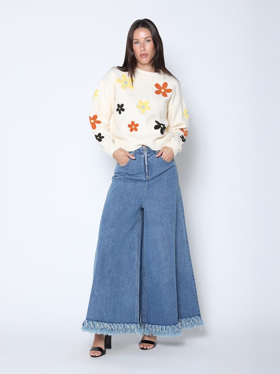 Gracia Fashion Women's Flower Embroidered Cardigan Sweater - HOUSE OF SHE