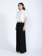 Gracia Fashion Women's Lace Hem Short Sleeve Button-Down Shirt - HOUSE OF SHE