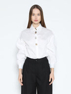 Gracia Fashion Women's Long Puff Sleeve Button Detail Cotton Shirt - HOUSE OF SHE