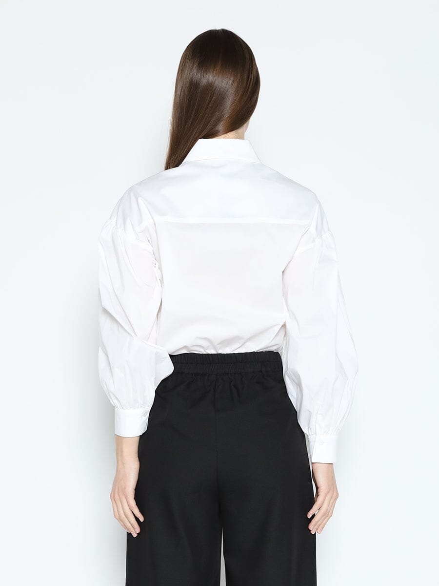 Gracia Fashion Women's Long Puff Sleeve Button Detail Cotton Shirt - HOUSE OF SHE