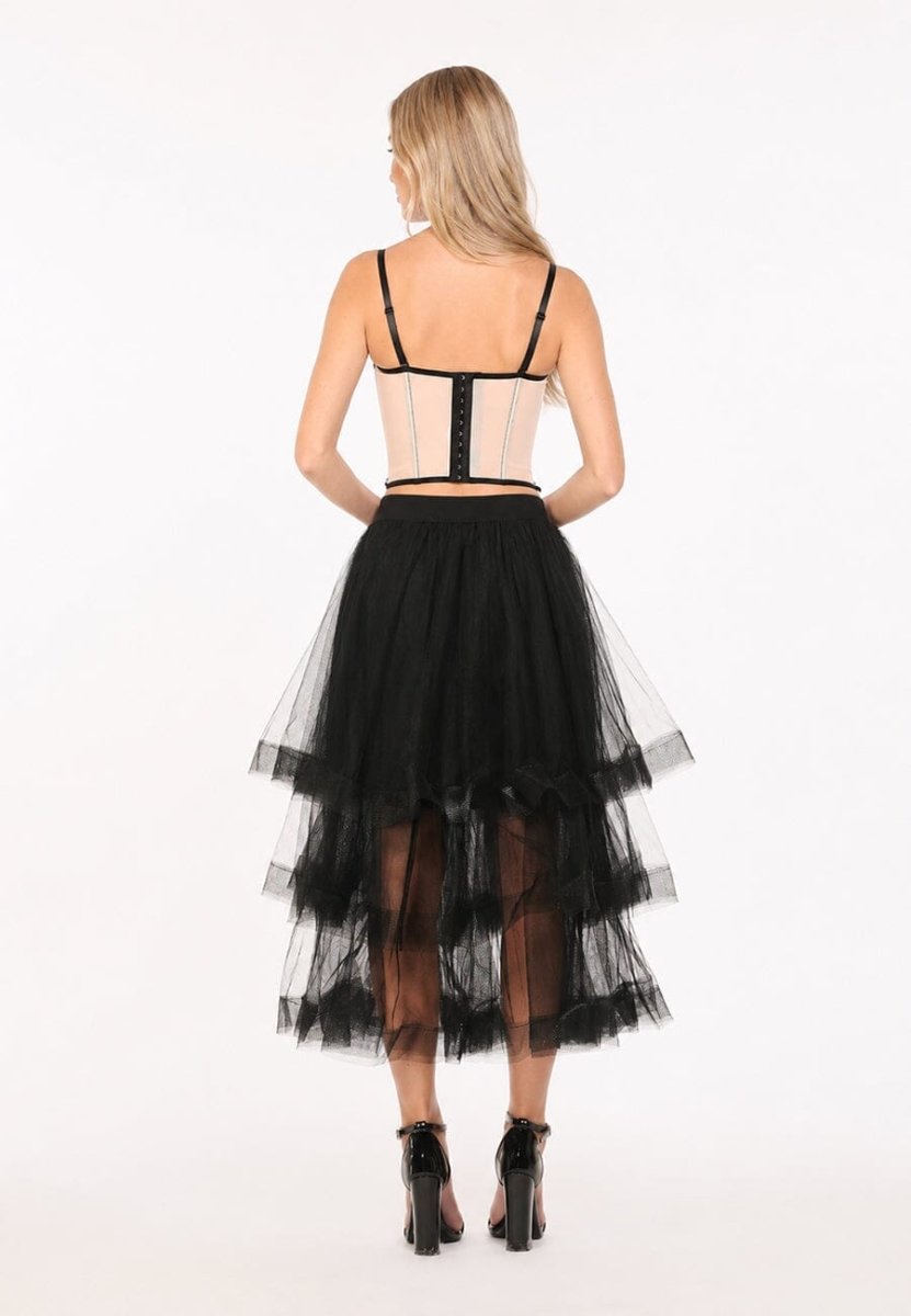 Gracia Fashion Women's Mesh Skirt With Tiered Ruffle - HOUSE OF SHE