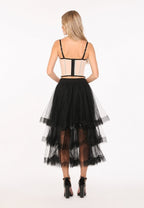 Gracia Fashion Women's Mesh Skirt With Tiered Ruffle - HOUSE OF SHE