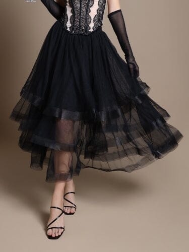 Gracia Fashion Women's Mesh Skirt With Tiered Ruffle - HOUSE OF SHE
