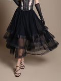 Gracia Fashion Women's Mesh Skirt With Tiered Ruffle - HOUSE OF SHE