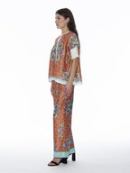 Gracia Fashion Women's Paisley Print Wide Leg Pants - HOUSE OF SHE