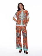 Gracia Fashion Women's Paisley Print Wide Leg Pants - HOUSE OF SHE
