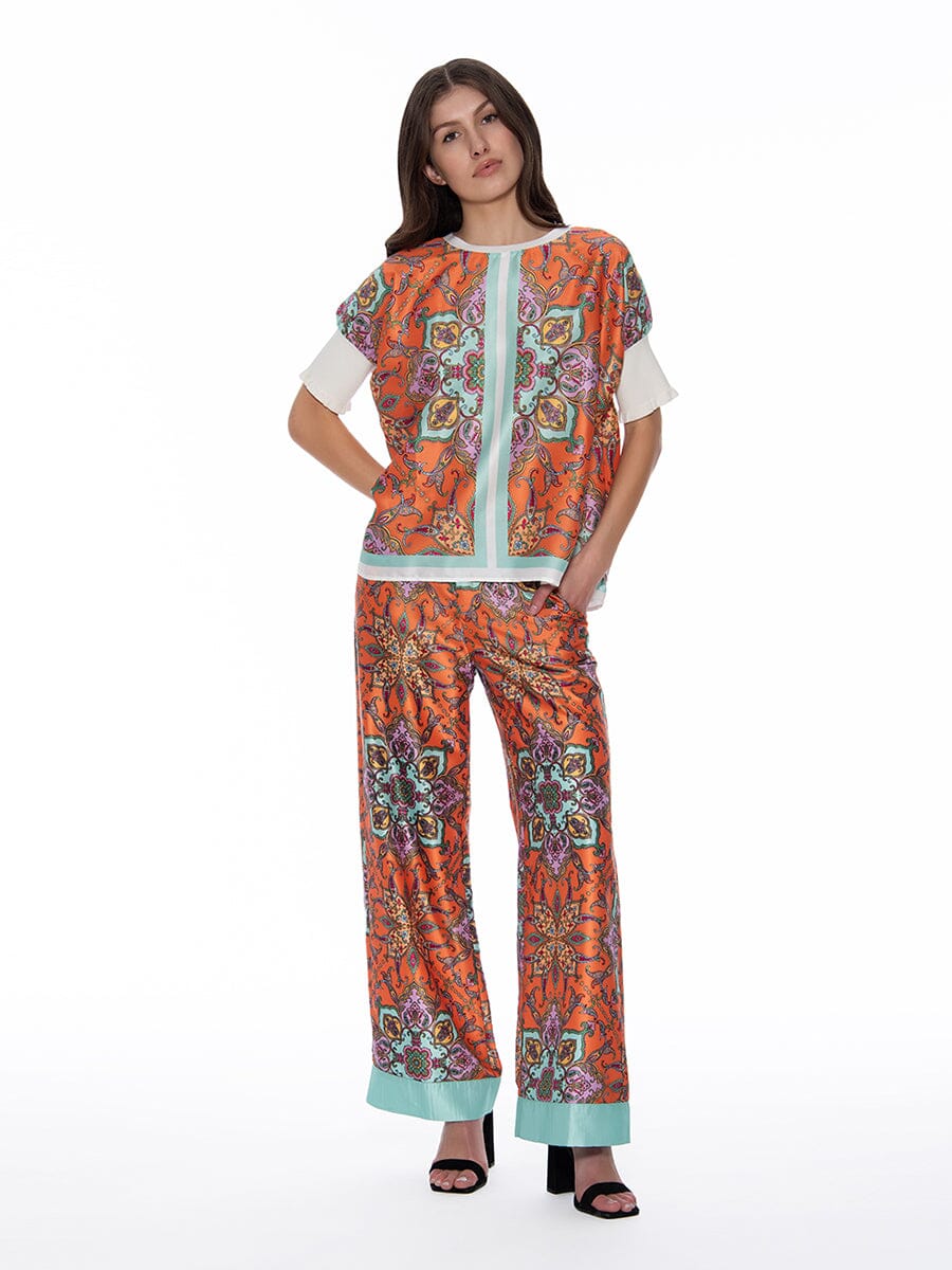 Gracia Fashion Women's Paisley Print Wide Leg Pants - HOUSE OF SHE