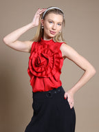 Gracia Fashion Women's Ruffle Flower Detail Tank Top - HOUSE OF SHE