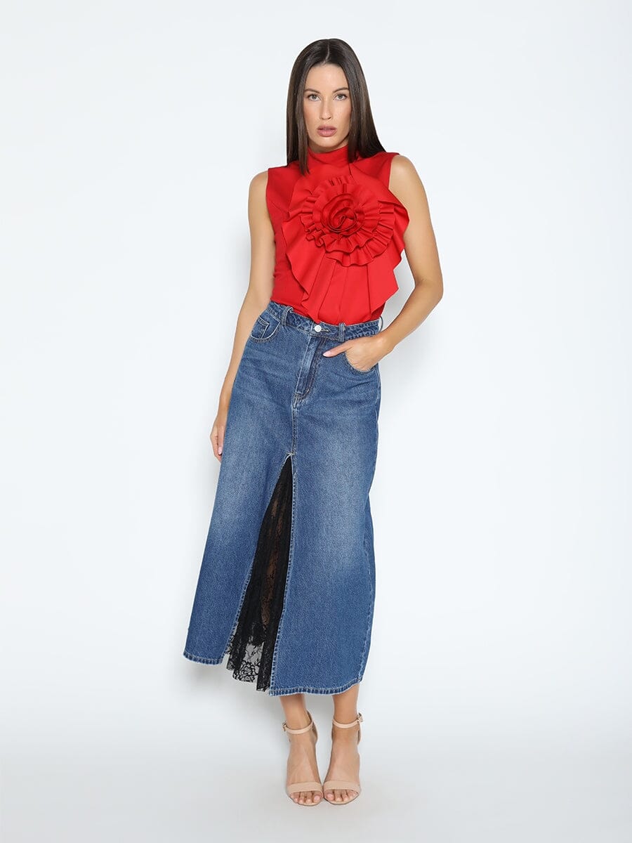 Gracia Fashion Women's Ruffle Flower Detail Tank Top - HOUSE OF SHE