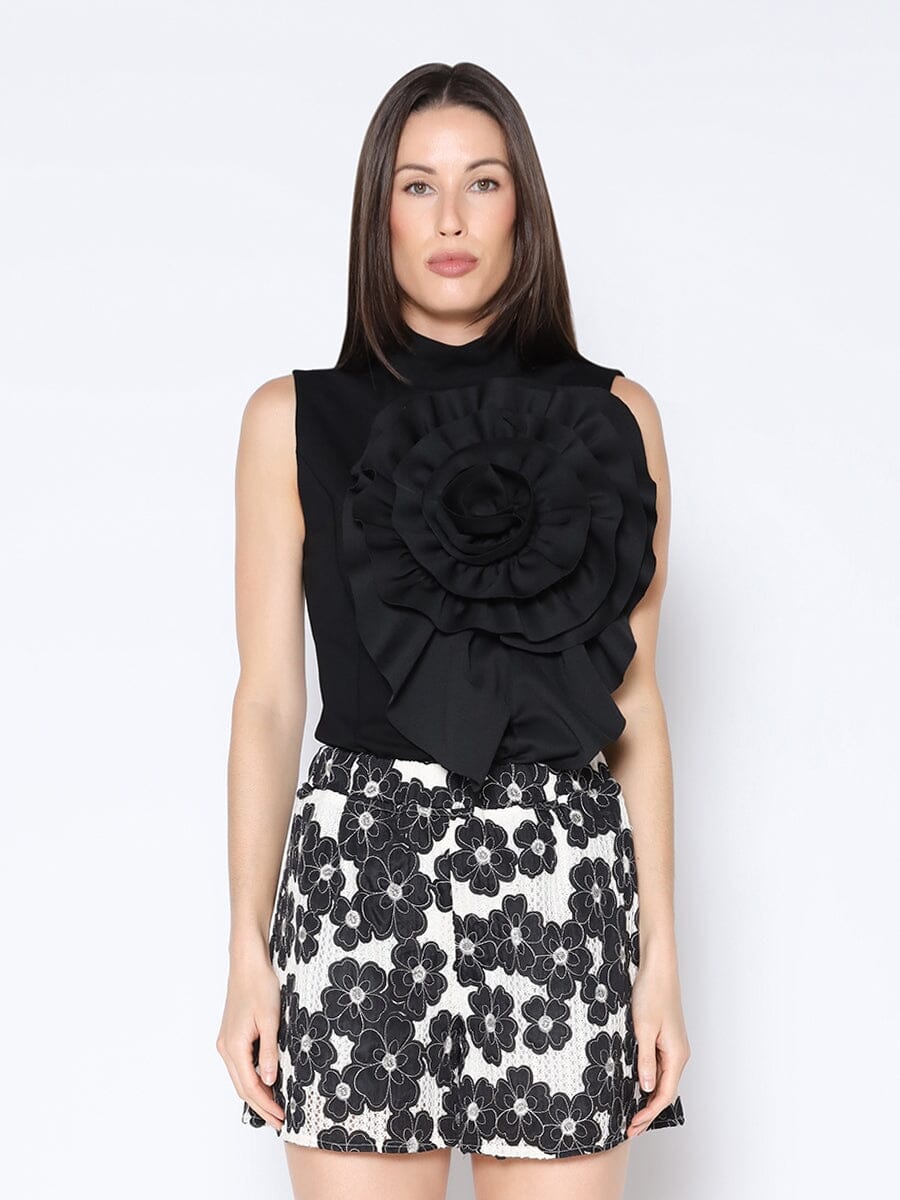 Gracia Fashion Women's Ruffle Flower Detail Tank Top - HOUSE OF SHE