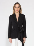 Gracia Fashion Women's Side ruffle bow front open coat - HOUSE OF SHE