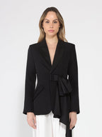 Gracia Fashion Women's Side ruffle bow front open coat - HOUSE OF SHE