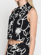 Gracia Fashion Women's Sleeveless embroidered button down vest - HOUSE OF SHE