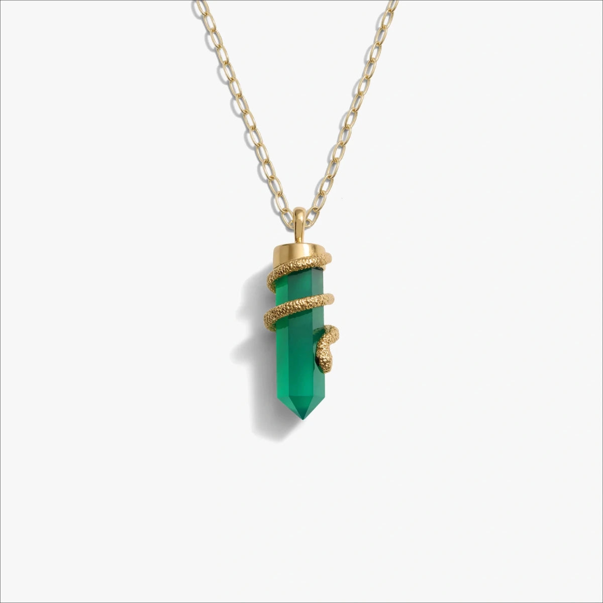 Green Onyx Crystal Snake Necklace - HOUSE OF SHE