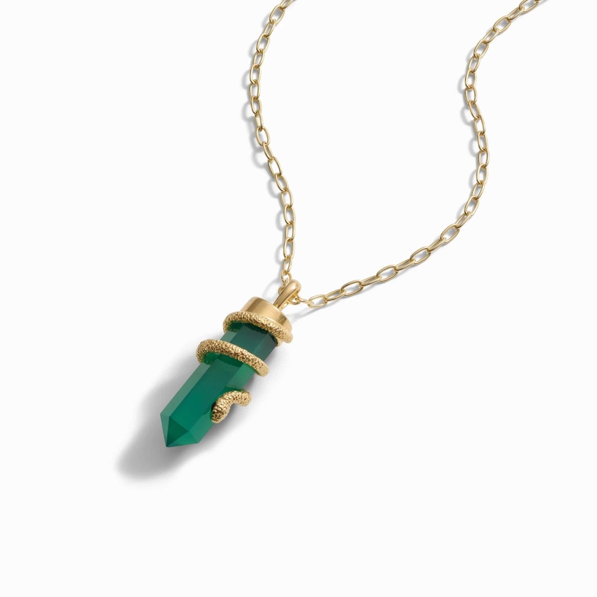 Green Onyx Crystal Snake Necklace - HOUSE OF SHE