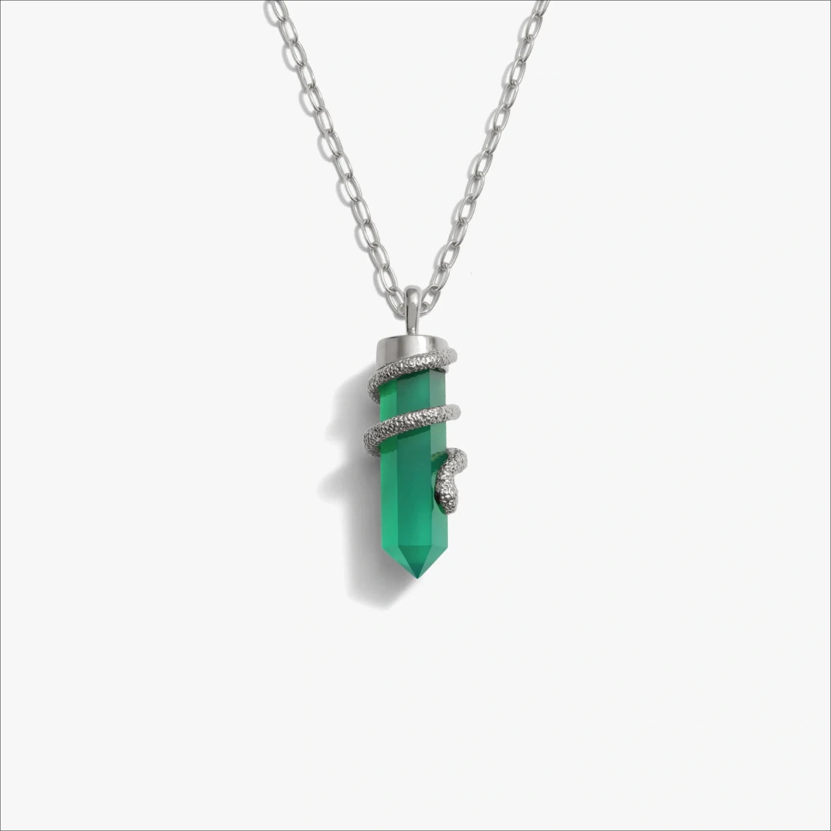 Green Onyx Crystal Snake Necklace - HOUSE OF SHE