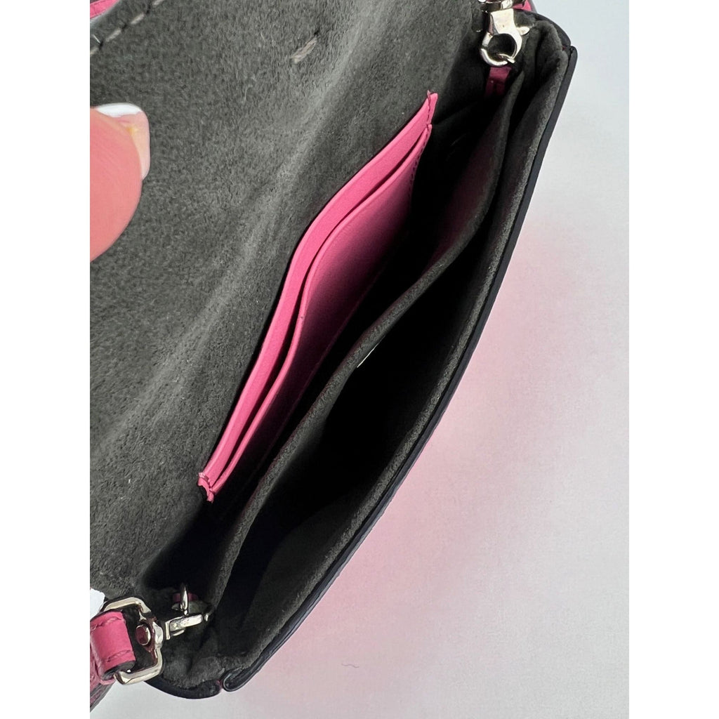 Fendi Monster Baguette Pink Leather Micro Crossbody Bag - HOUSE OF SHE