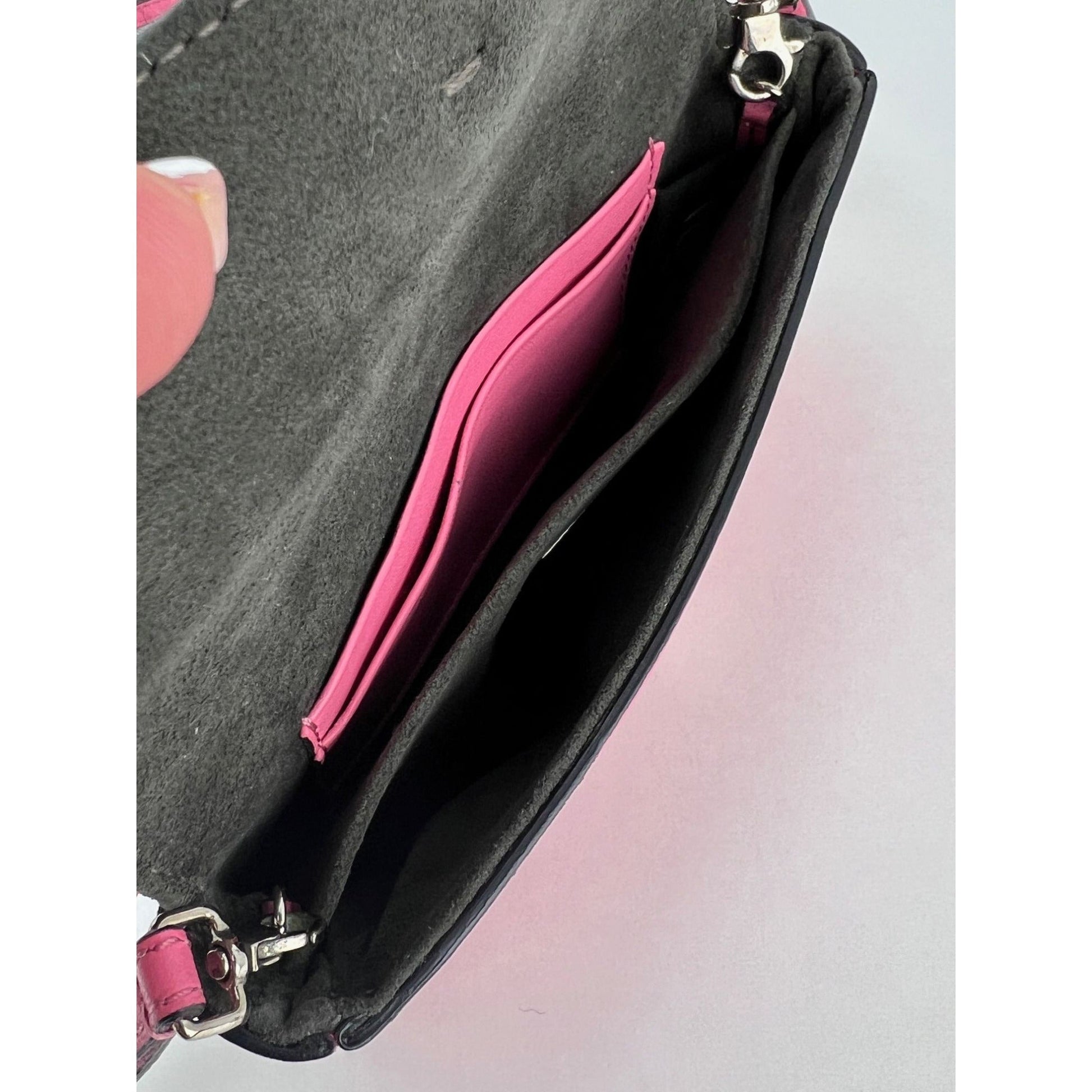 Fendi Monster Baguette Pink Leather Micro Crossbody Bag - HOUSE OF SHE