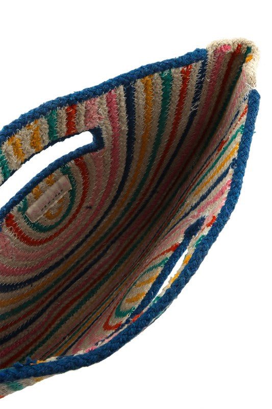 Half Circle Straw Stripe Handbag - HOUSE OF SHE