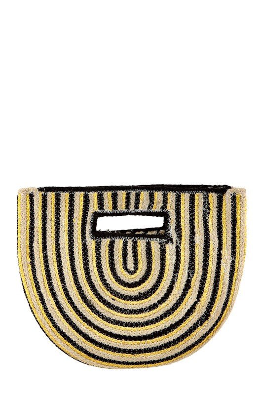 Half Circle Straw Stripe Handbag - HOUSE OF SHE