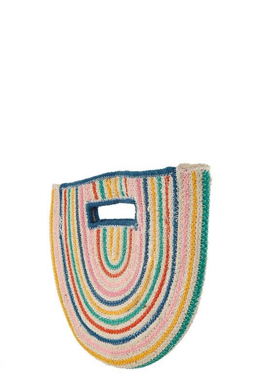Half Circle Straw Stripe Handbag - HOUSE OF SHE