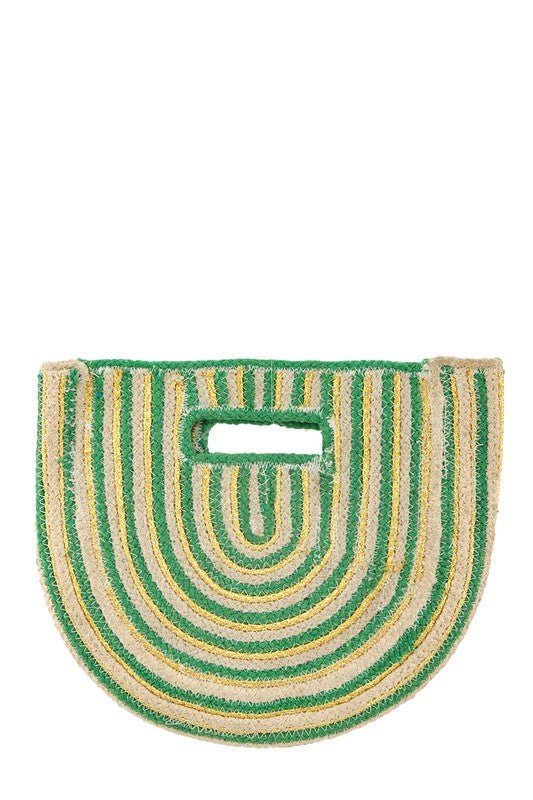 Half Circle Straw Stripe Handbag - HOUSE OF SHE