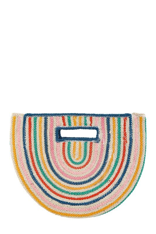 Half Circle Straw Stripe Handbag - HOUSE OF SHE