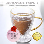 Hammered Double Wall Glass Coffee Cups - HOUSE OF SHE