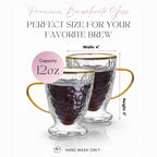 Hammered Double Wall Glass Coffee Cups - HOUSE OF SHE