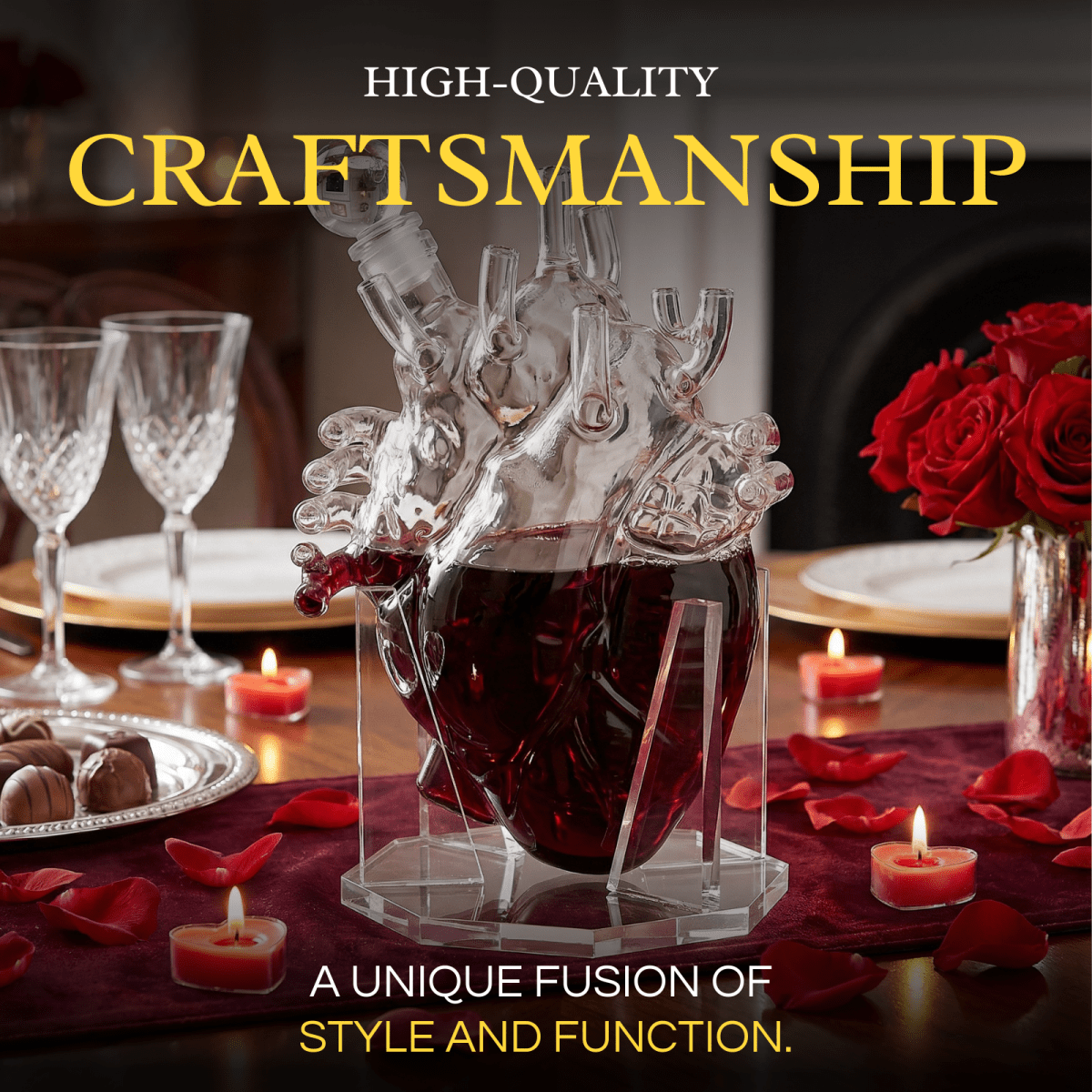 Heart Decanter Whiskey Wine Decanter Set By Organ Aerator Funny Gift For That Someon - HOUSE OF SHE