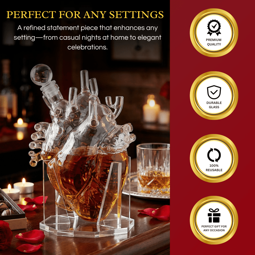 Heart Decanter Whiskey Wine Decanter Set By Organ Aerator Funny Gift For That Someon - HOUSE OF SHE